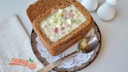 Рецепт окрошки в хлебе