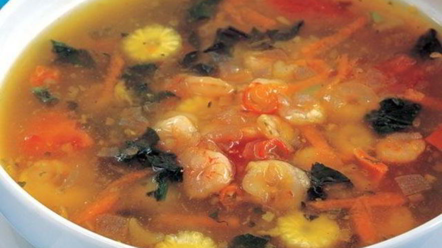 Рецепт ароматного овощной суп с креветками