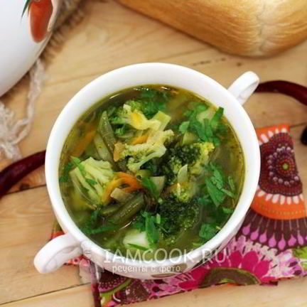 Рецепт Овощного супа с консервированным зеленым горошком
