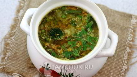 Рецепт овощного супа с консервированным зеленым горошком