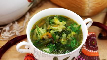 Рецепт овощного супа с консервированным зеленым горошком