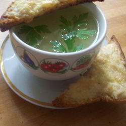 Рецепт Чесночной похлебки с сырно-куриными тостами