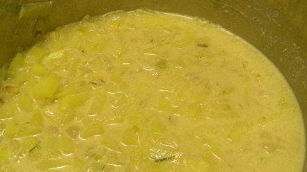 Рецепт густой похлебки с картофелем, мидиями и треской