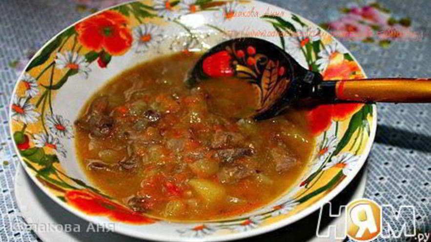 Рецепт похлебки деревенской с печенью и яблоками