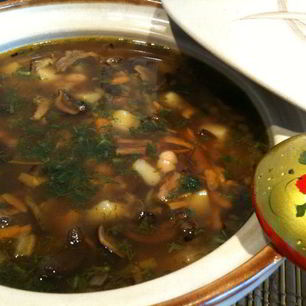 Рецепт Сытной постной похлебки с грибами и фасолью