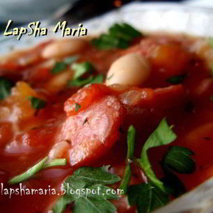 Рецепт Томатной похлебки с копчеными колбасками и фасолью