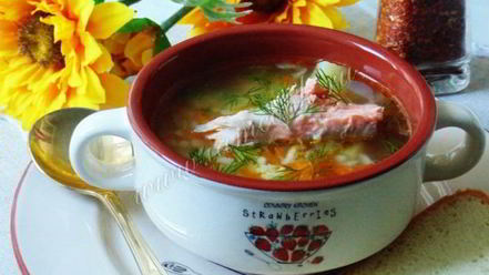 Рецепт рассольника с форелью