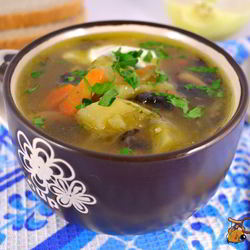 Рецепт Рассольника с грибами и овсянкой в мультиварке