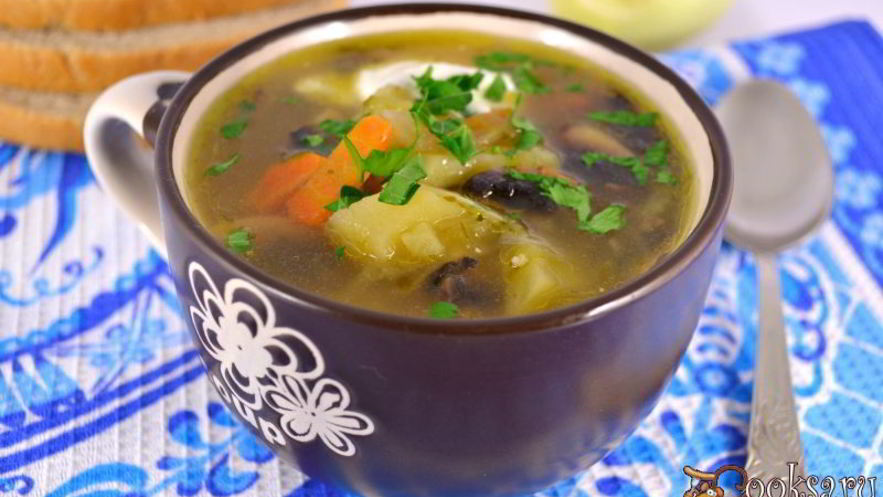 Рецепт рассольника с грибами и овсянкой в мультиварке