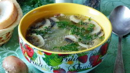 Рецепт рассольника с грибами