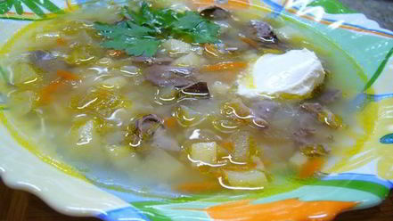 Рецепт рассольника с куриными потрошками