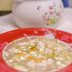 Рецепт Рассольника с курицей и сыром в горшочке