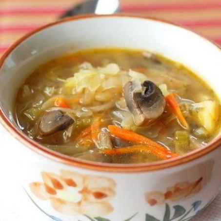 Рецепт Грибных щей со свежей капустой