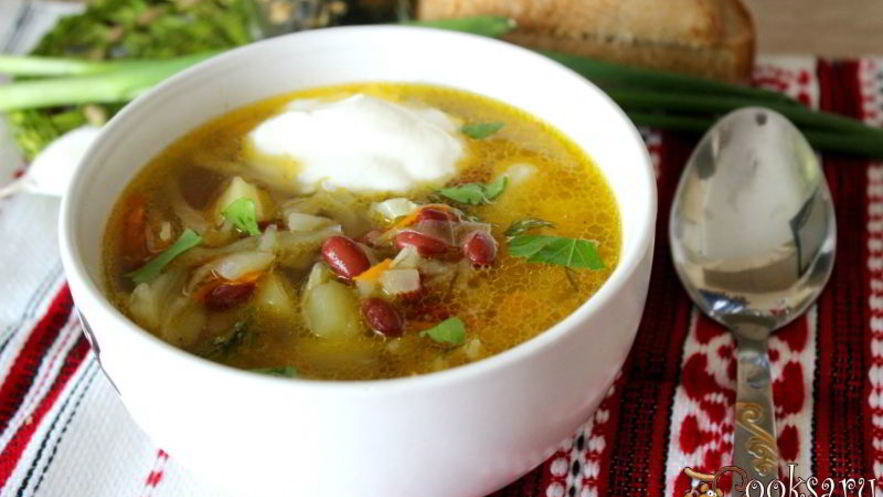 Рецепт щей с фасолью на курином бульоне
