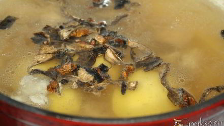 Рецепт суточных щей со свининой и сушеными грибами на квашеной капусте