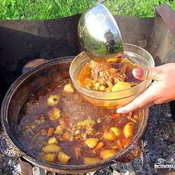 Рецепт Шурпы из баранины в казане