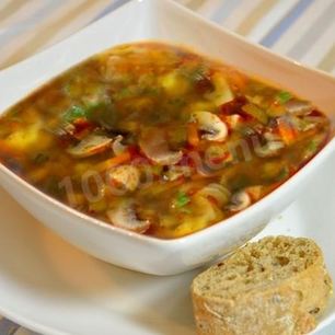 Рецепт Постной солянки грибной с сушеными грибами