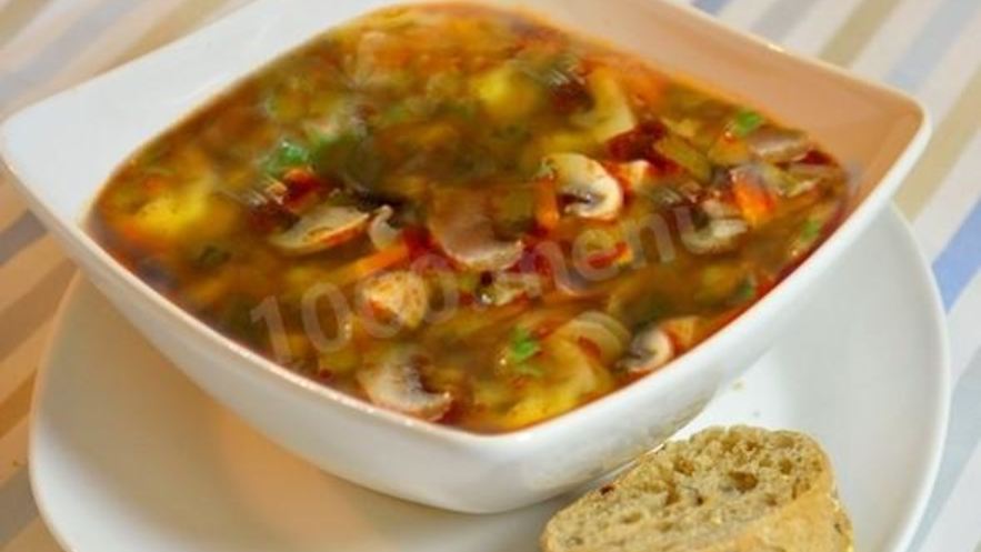 Рецепт постной солянки грибной с сушеными грибами
