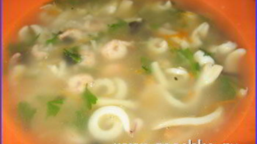 Рецепт супа из креветок и кальмаров