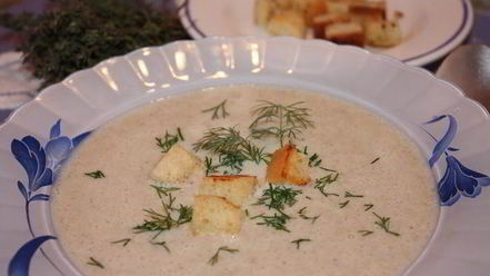 Рецепт ароматного грибного супа-пюре из шампиньонов с тимьяном