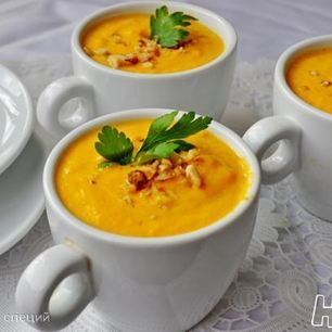 Рецепт Морковна-сливочного суп-пюре с карри и ананасами