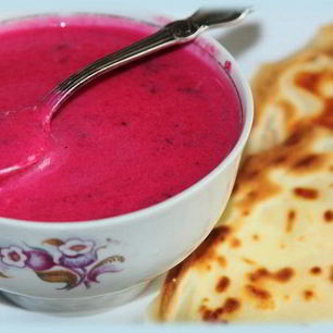 Рецепт Супа-пюре из свеклы с яблоками и крем-сыром