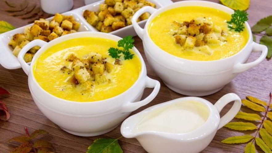 Рецепт тыквенного супа-пюре с ароматными сухариками