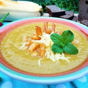 Рецепт Тыквенного супа-пюре с нутом и креветками