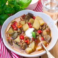 Рецепт Супа с баклажанами, чечевицей и помидорами