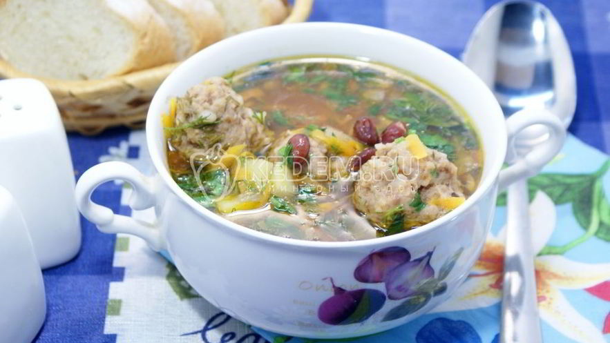Рецепт супа с фрикадельками и фасолью в мультиварке