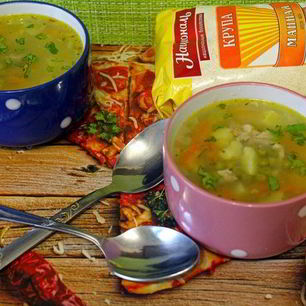 Рецепт Супа с манкой и зеленым горошком