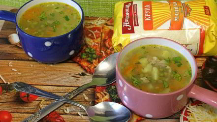 Рецепт супа с манкой и зеленым горошком