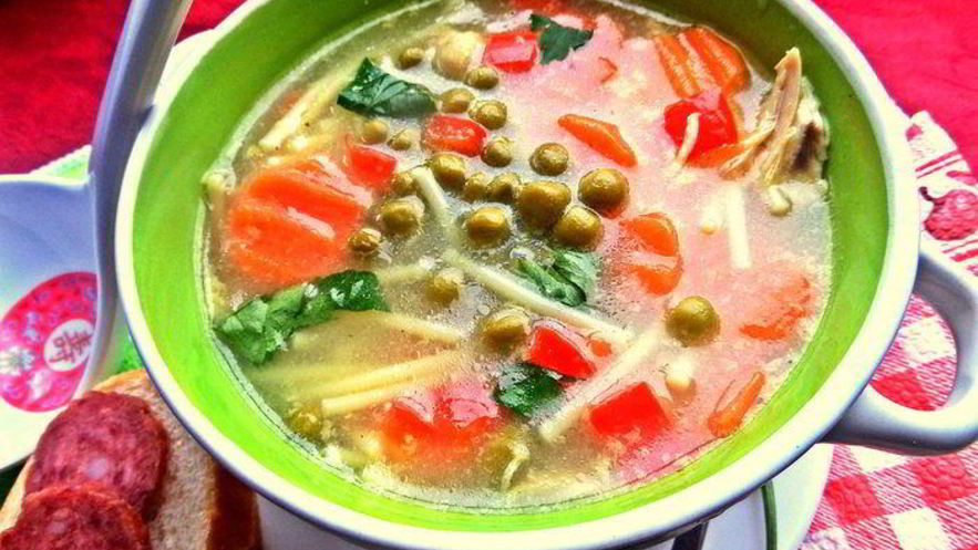 Рецепт супа с овощами и спагетти