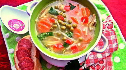 Рецепт супа с овощами и спагетти