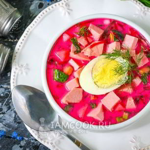 Рецепт Холодного свекольника с колбасой