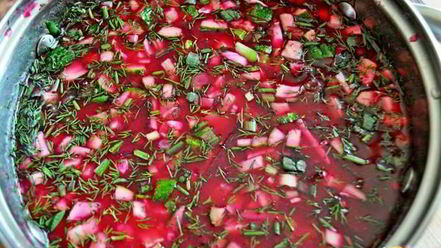 Рецепт холодного свекольника с креветками