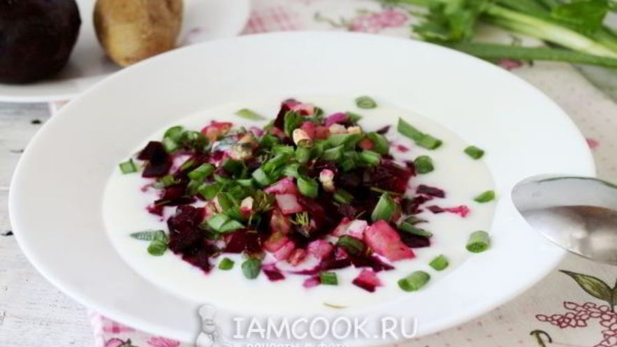 Рецепт классического холодного свекольника на кефире