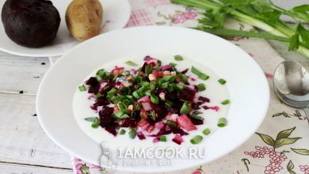 Рецепт классического холодного свекольника на кефире