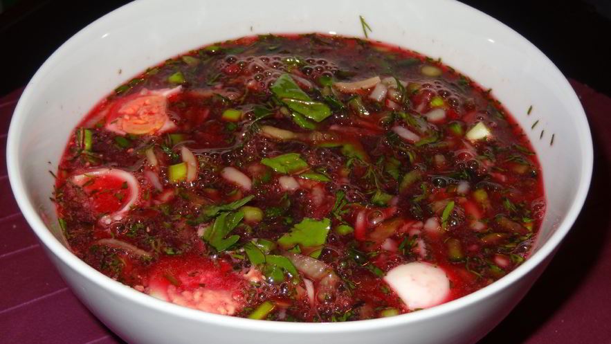 Рецепт свекольника с рукколой на квасе