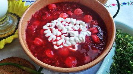 Рецепт свекольника с сосисками