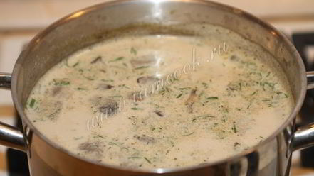 Рецепт сливочно-сырного суп с грибами