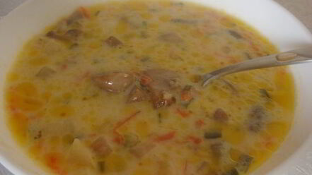 Рецепт сливочно-сырного суп с шампиньонами