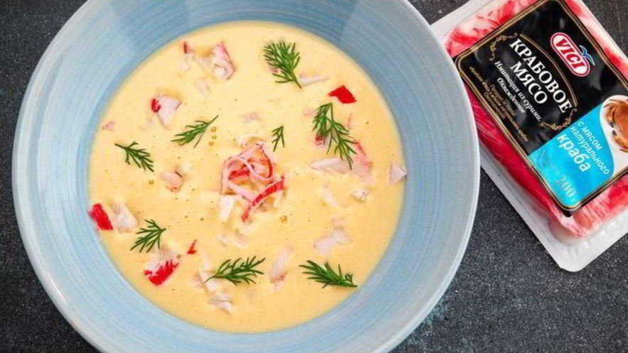 Рецепт сырного крема-супа с крабовым мясом