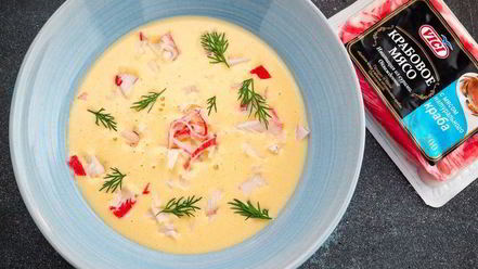 Рецепт сырного крема-супа с крабовым мясом