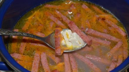 Рецепт сырного супа из плавленого сыра с колбасой