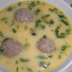 Рецепт Сырного супа с фрикадельками из говяжьего фарша