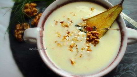 Рецепт сырного супа с грушей и грецкими орехами