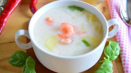 Рецепт сырного супа с креветками