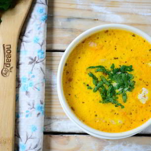 Рецепт Сырного супа с лососем и рисом