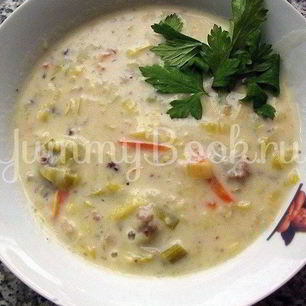 Рецепт Сырного супа с луком пореем в мультиварке